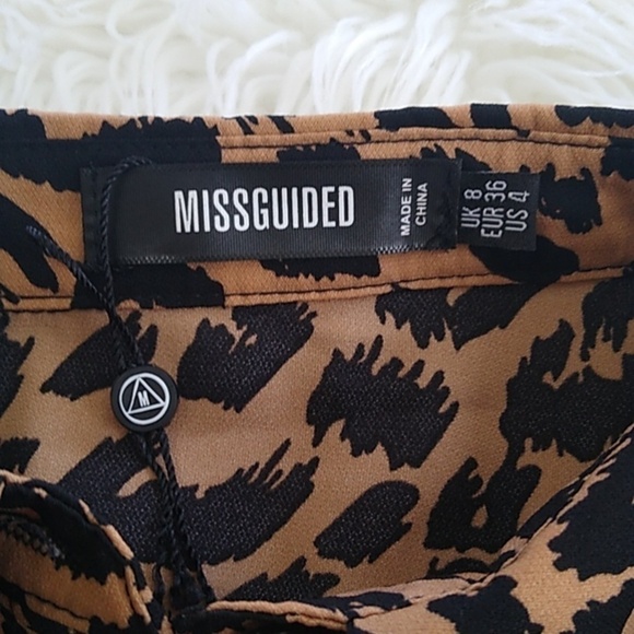 NWOT Missguided Brown Leopard Print Shirt Smock Mini Dress - Picture 12 of 16